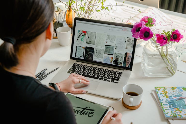 Woman at her laptop computer